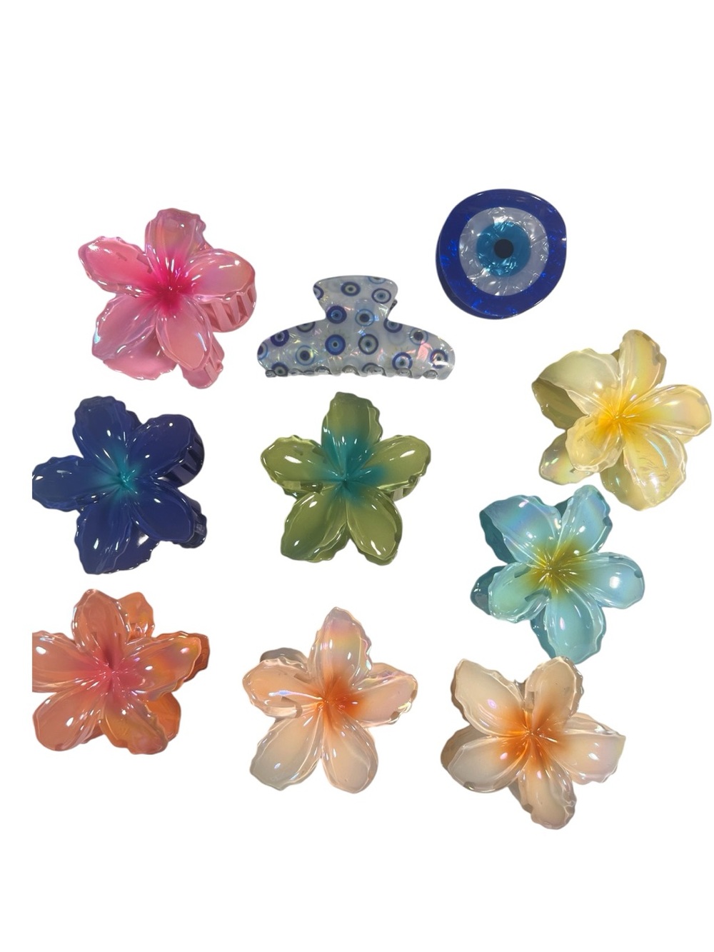 Piper K pick 1 Beautiful Flower clips. Plastic New. Large. Green, Yellow, Pink,